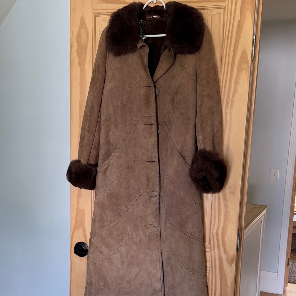 Saks Fifth Avenue Vintage fur lined  Sheepskin Suede shearling coat